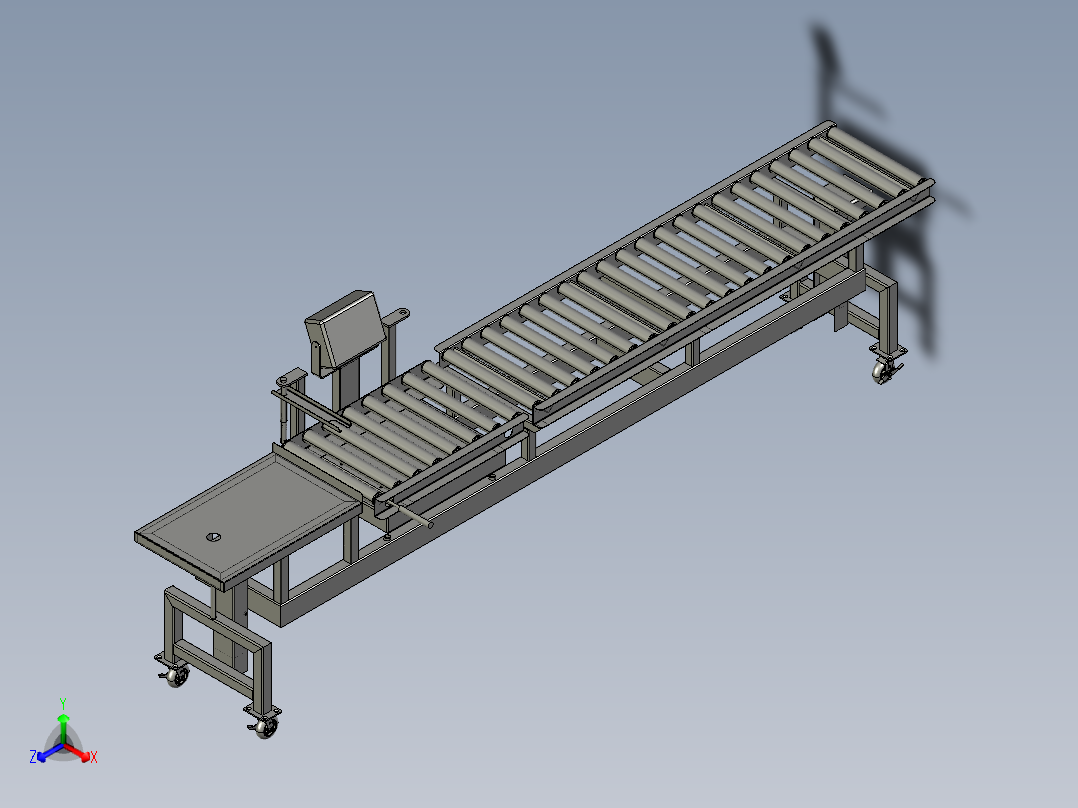 可调节滚筒检测生产线3D模型正等轴测图