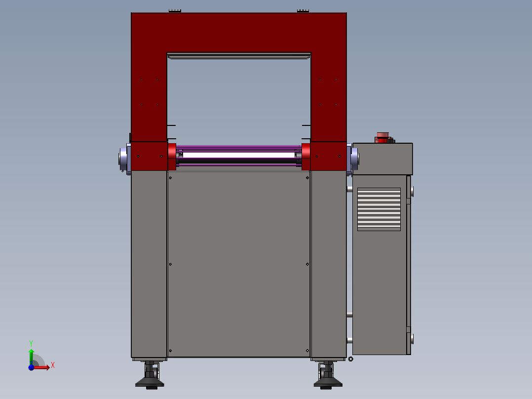 热收缩机3d图纸包装机封箱机自动化包装机3d图纸 热收缩炉3d模型前视图