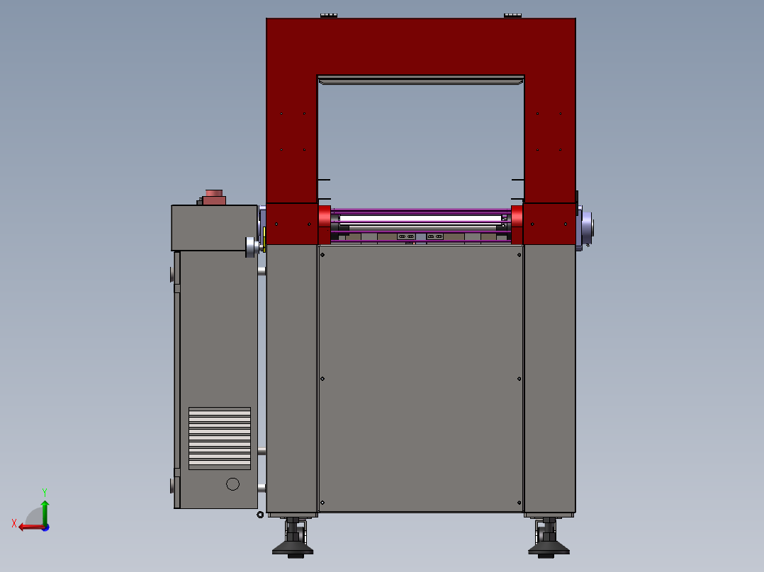 热收缩机3d图纸包装机封箱机自动化包装机3d图纸 热收缩炉3d模型后视图