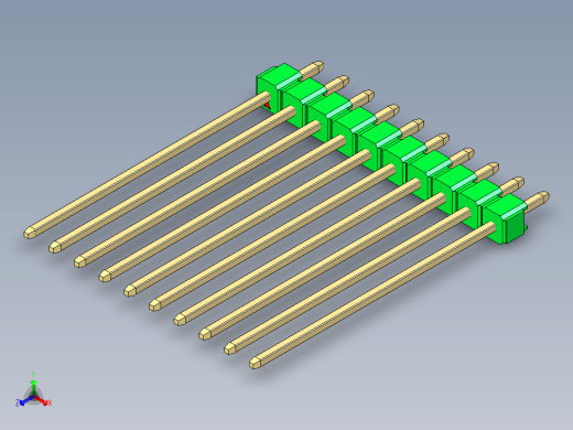 彩色公头100mil（2.54mm）系列-DS1021_green_1x10p_100mil_Type43_rev1.0