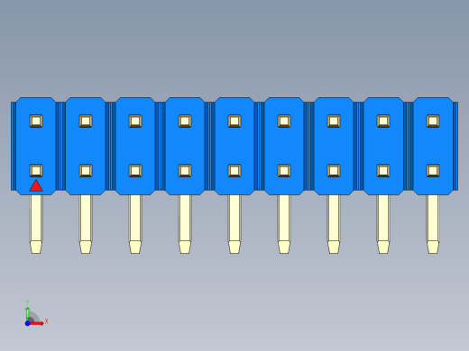 彩色公排针 100mil 2.54mm 系列-DS1022_blue_2x09p_100mil_TypeD_rev1.0前视缩略图