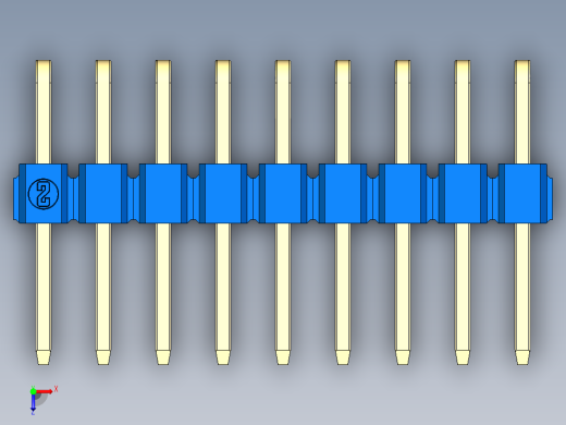 彩色公排针 100mil 2.54mm 系列-DS1022_blue_2x09p_100mil_TypeD_rev1.0俯视缩略图