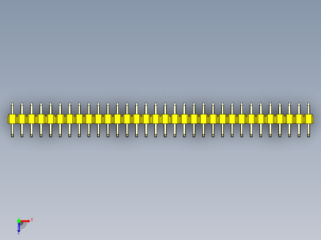 彩色公排针 100mil 2.54mm 系列-DS1022_yellow_32p_100mil_TypeU_rev1.0俯视图