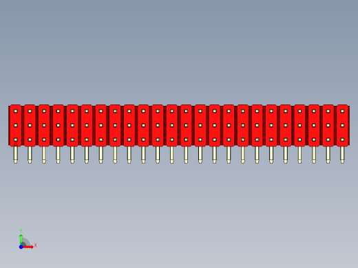 彩色公排针 100mil 2.54mm 系列-DS1022_red_3x24p_100mil_TypeD_rev1.0前视缩略图