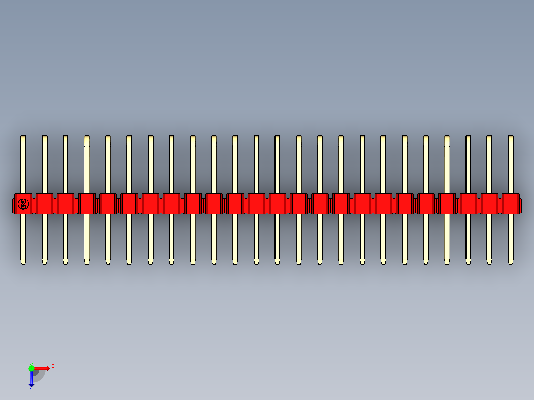 彩色公排针 100mil 2.54mm 系列-DS1022_red_3x24p_100mil_TypeD_rev1.0俯视图