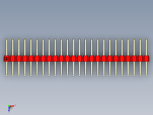 彩色公排针 100mil 2.54mm 系列-DS1022_red_3x24p_100mil_TypeD_rev1.0俯视缩略图