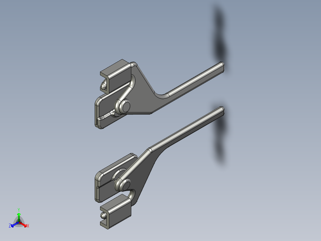 关闭拖车门把手正等轴测图