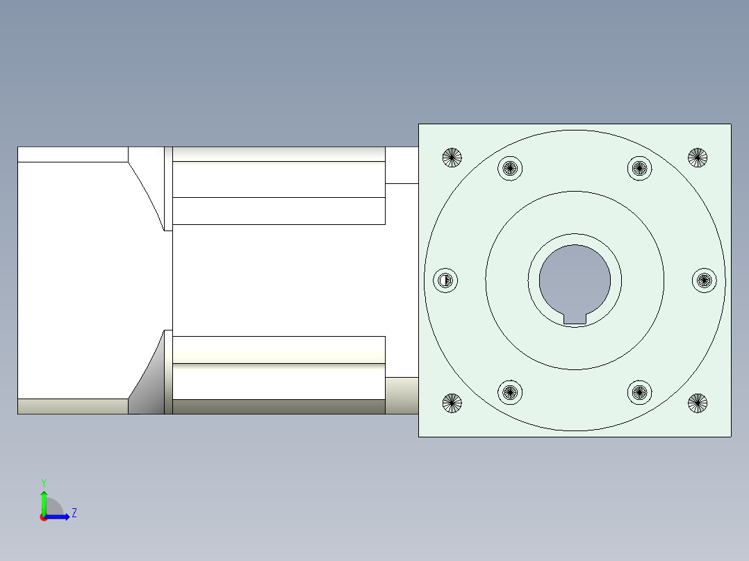换向器32PW140双孔 PLX120-L2 22-110-145-M8.stp左视图