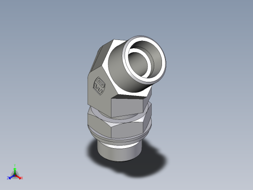 卡套式工业通用硬管接头EO_Adjustable_locknut_45_deg_elbow_VEE16SROMDCF正等轴测缩略图