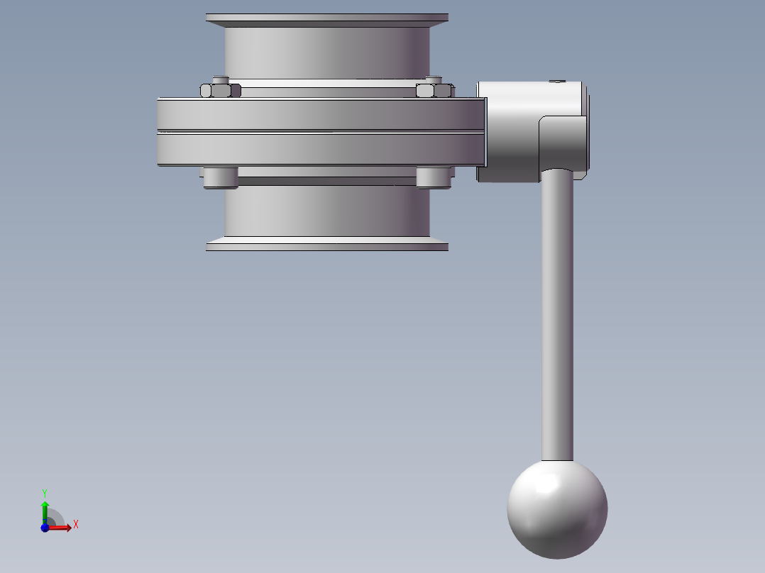 3寸拉杆式夹式蝶阀（实测）前视图