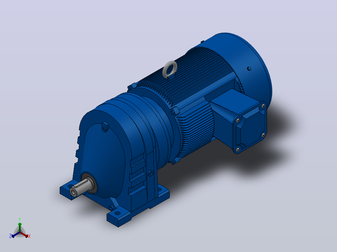 RX57底脚轴伸式安装斜齿轮减速机RX57-Y0.75-4P-80-M1-0°主视图