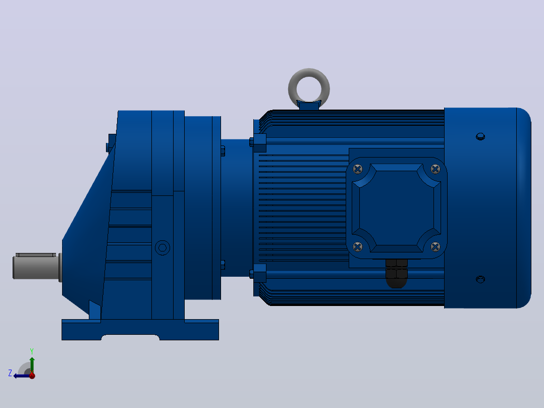 RX57底脚轴伸式安装斜齿轮减速机RX57-Y0.75-4P-80-M1-0°右视图