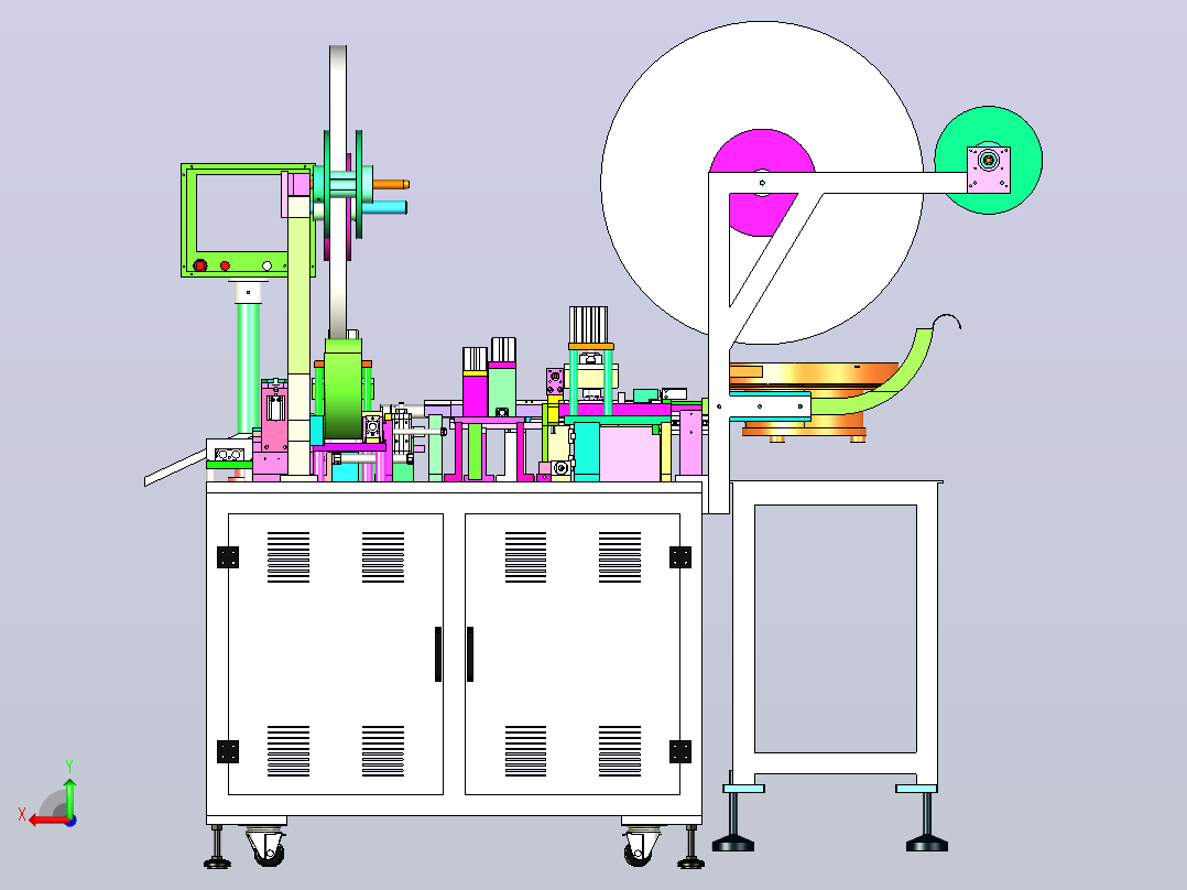 一款USB高速自动插PIN组装机3D图纸后视图