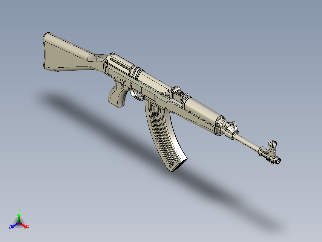 ak47突击步枪模型正等轴测图