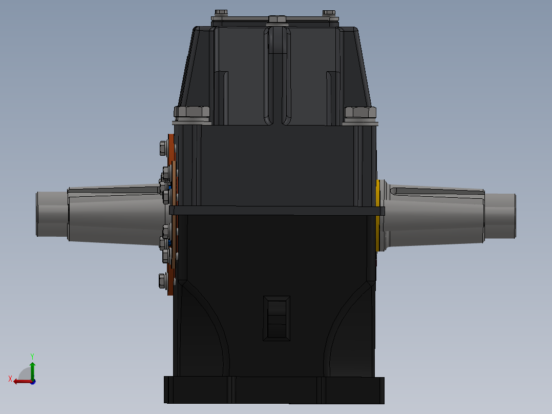 二级齿轮箱3D数模图纸 INVENTOR设计后视图