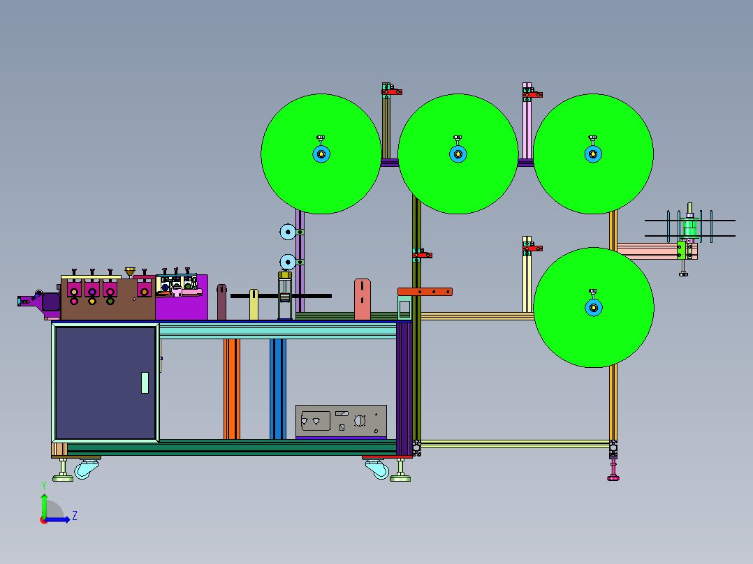 一拖一儿童头戴折叠口罩机左视图