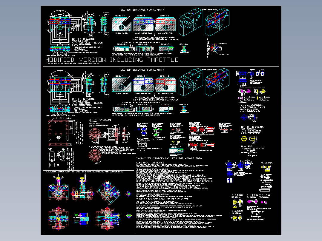 微型四缸摇摆式蒸汽发动机模型图纸（出售）