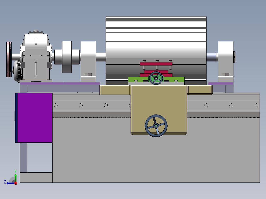 Q512-长齿条加工专用车床设计【三维SolidWorks】右视图