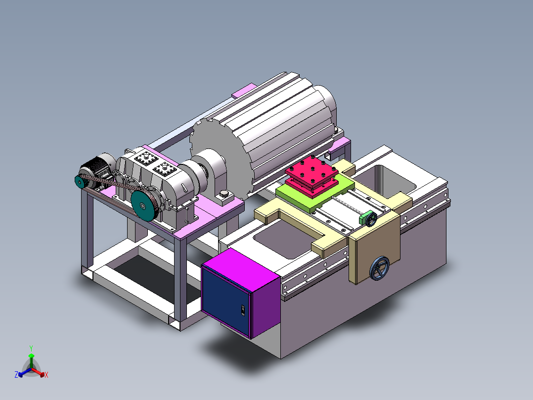 Q512-长齿条加工专用车床设计【三维SolidWorks】正等轴测图