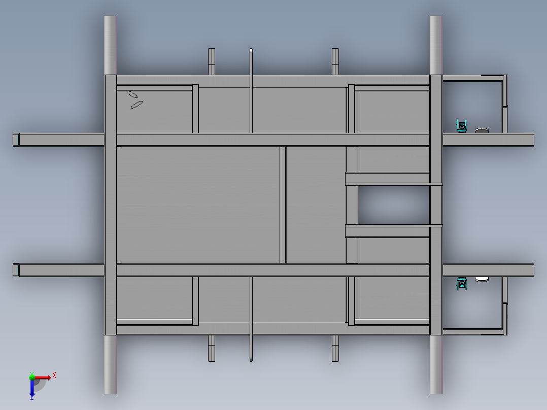 车辆主机架焊接- 遥控电动八轮驱动全地形运输车1俯视图