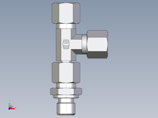 卡套式工业通用硬管接头EO_Assembled_adjustable_standpipe_run_tee_EVL08LR71前视缩略图
