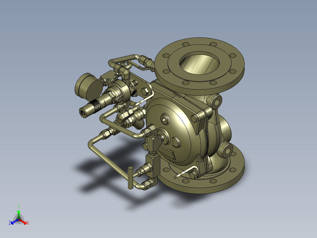 DN100灌溉阀带内部结构正等轴测图