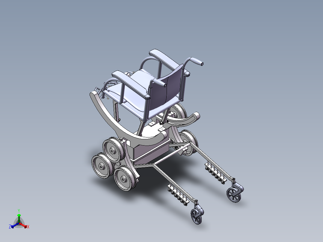 残疾人康复智能助行器sw19可编辑正等轴测图