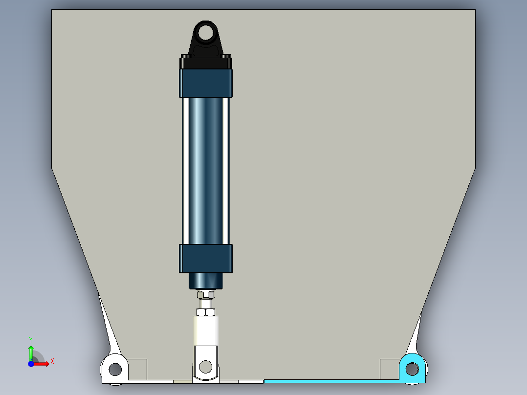 仓门自动开启缓冲料斗前视图