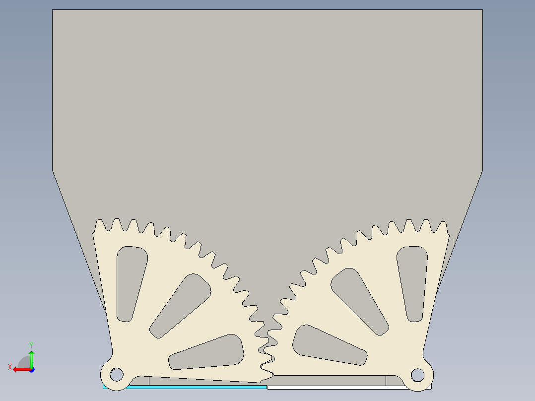 仓门自动开启缓冲料斗后视图