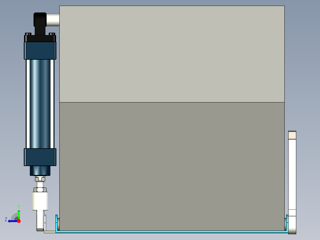 仓门自动开启缓冲料斗右视图