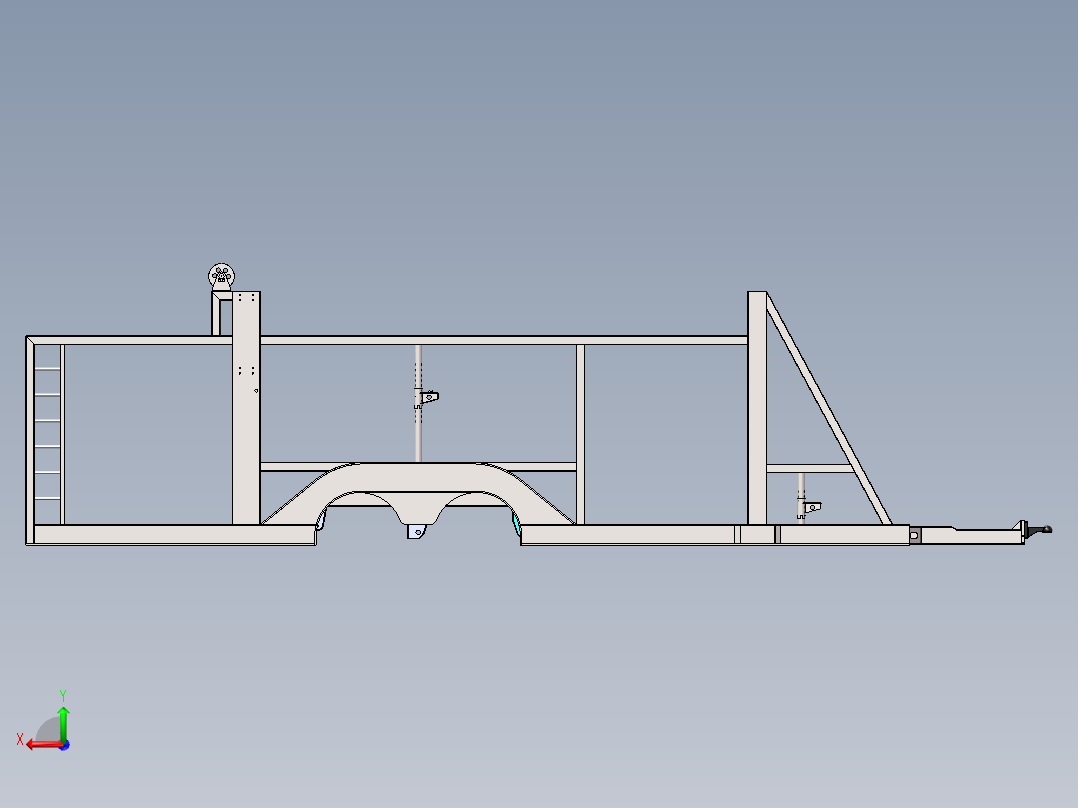 中置轴轿运车后挂框架总成后视图