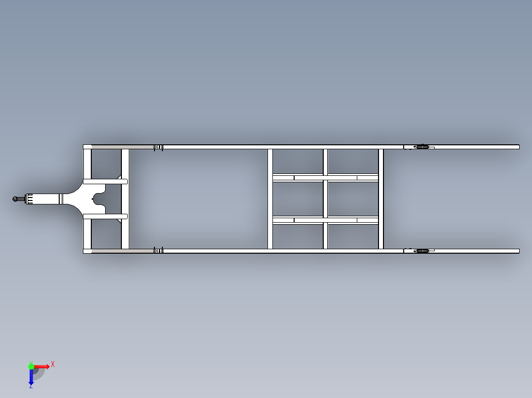 中置轴轿运车后挂框架总成俯视图