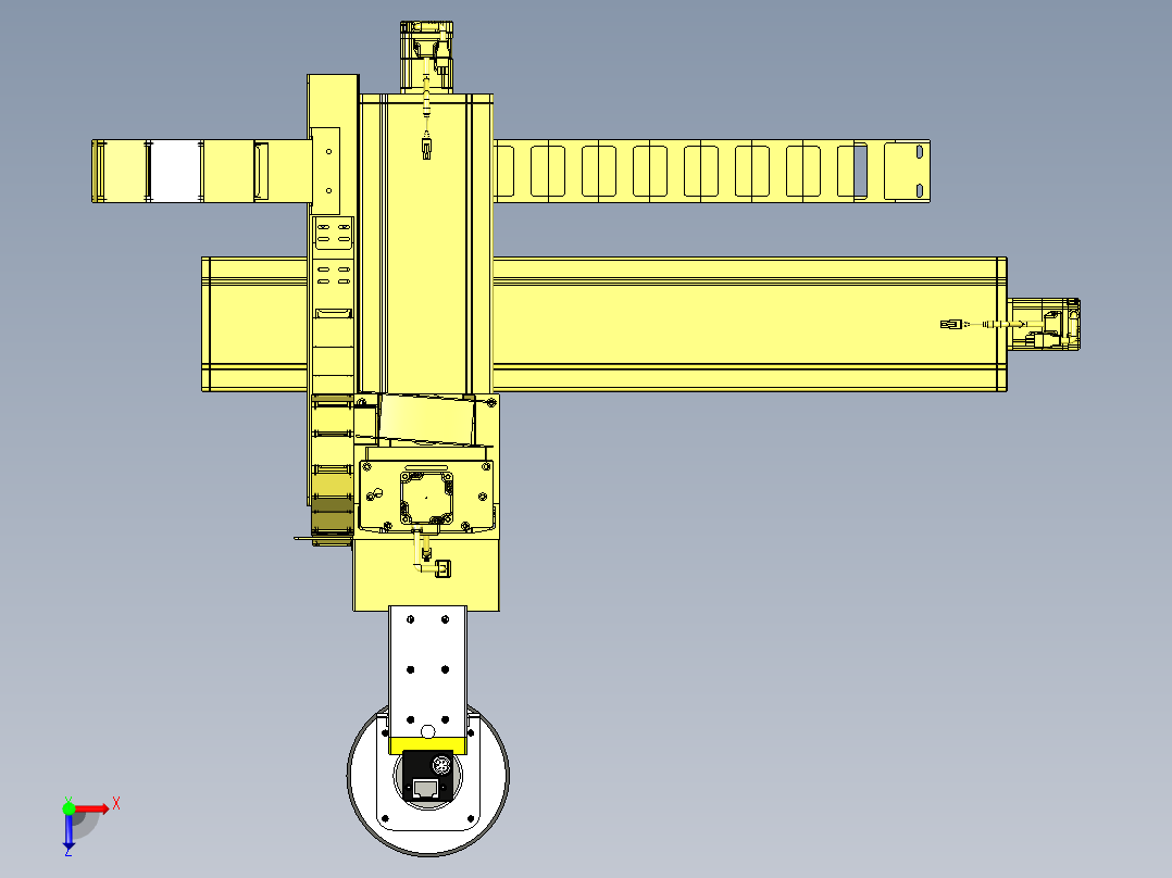 三轴移动视觉扫描检测机构俯视图