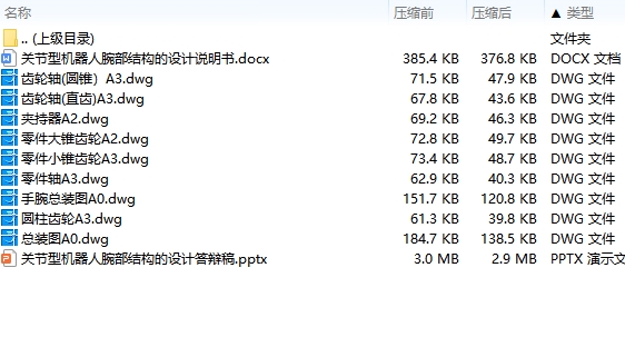 关节型机器人腕部结构的设计含9张CAD图