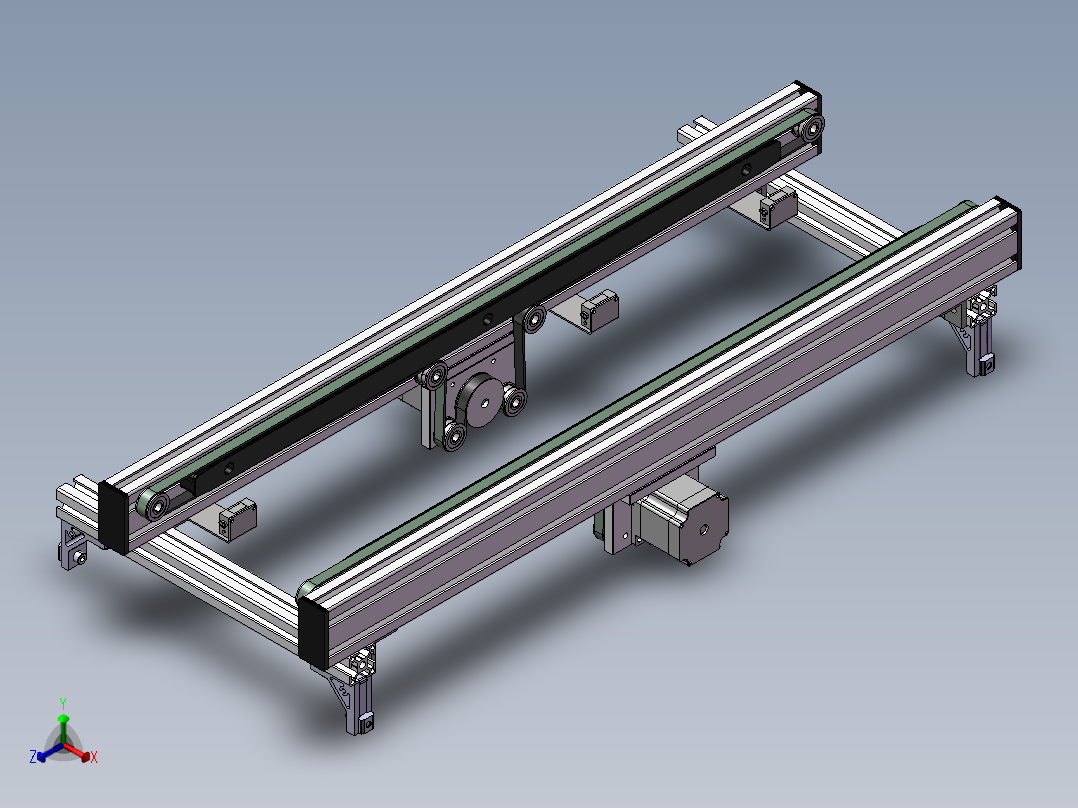 0.8米0.34米双带输送机构正等轴测图