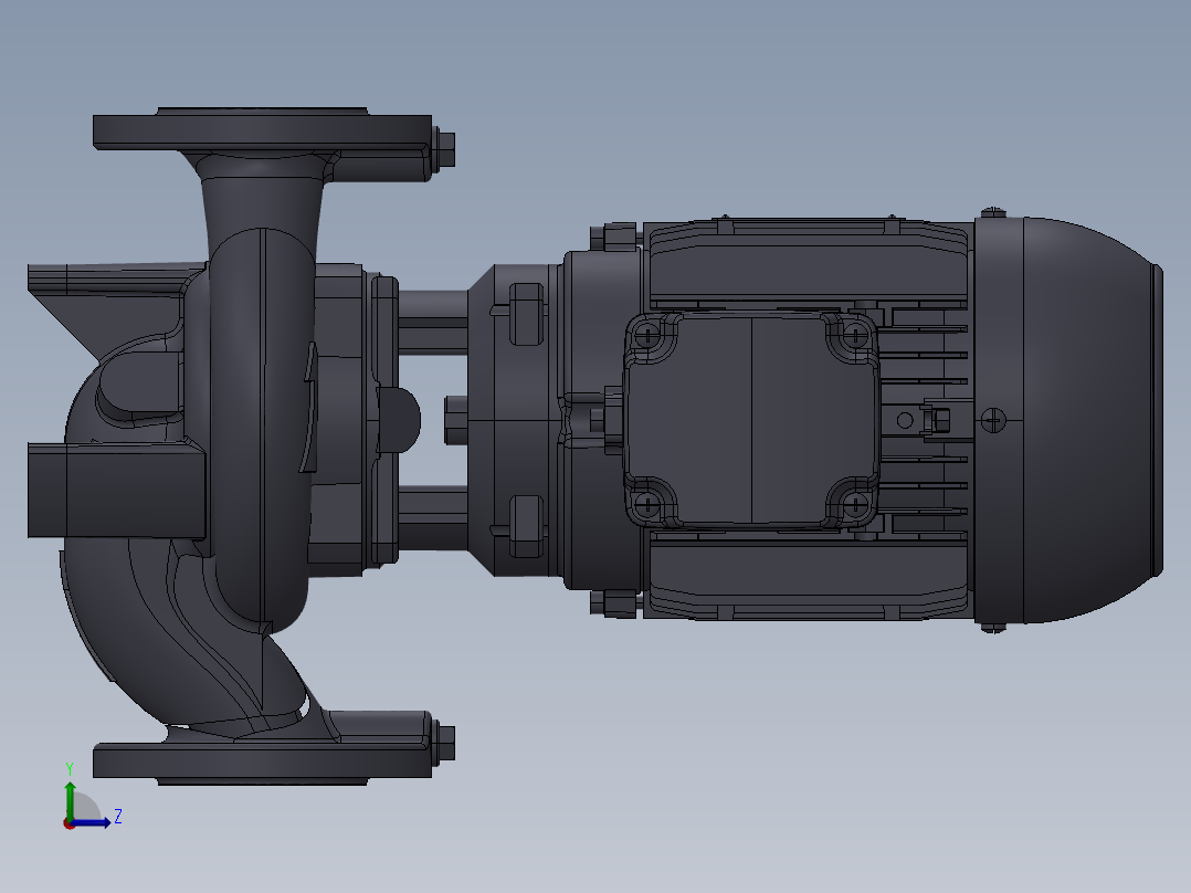 离心泵LPC_40_100_0_75_IE2_IE3左视图