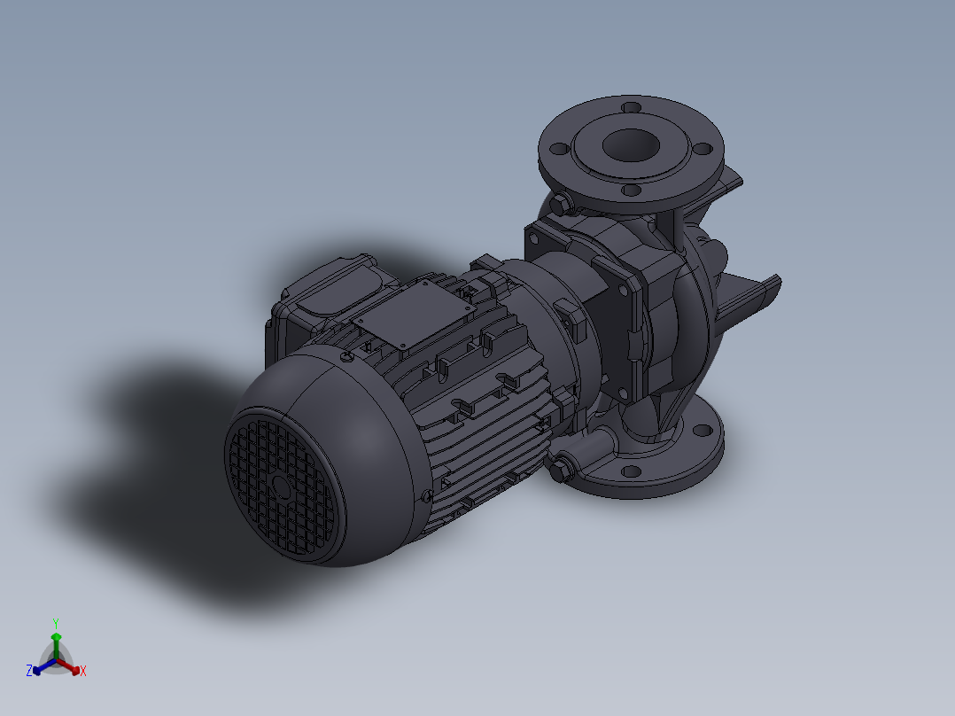 离心泵LPC_40_100_0_75_IE2_IE3正等轴测图