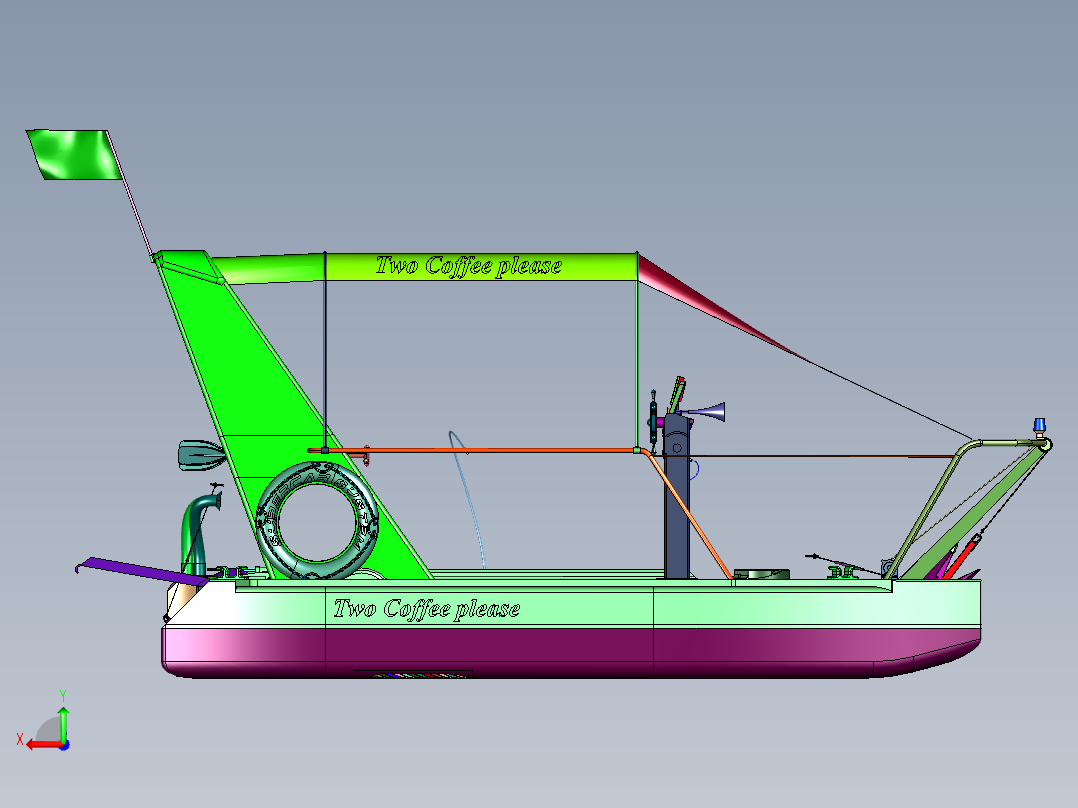 小型运车船后视图