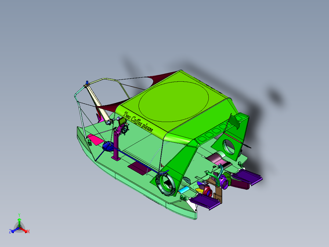 小型运车船正等轴测图