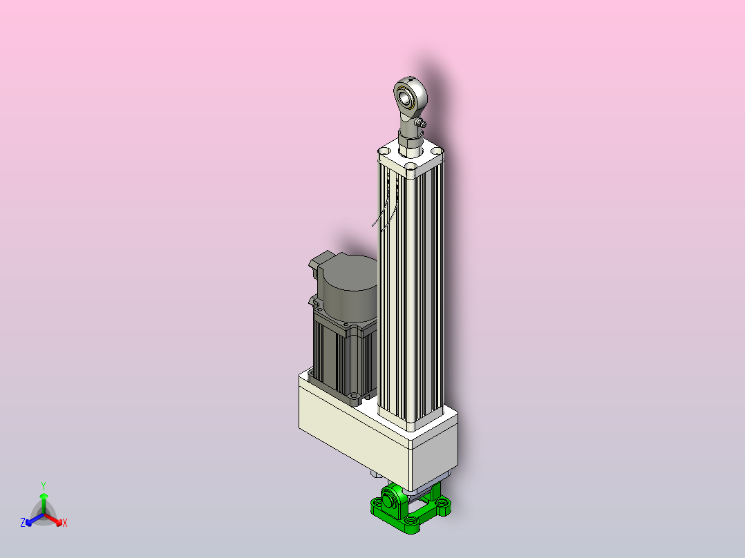 RKD044 折返电动缸 负载100kg  折返鱼眼接头+单双耳环电动缸[RKD044-150-P-400W-Y-H]主视图