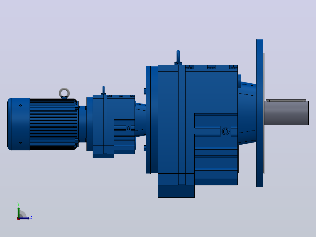RF137R77法兰轴伸式组合型斜齿轮减速机RF137R77-Y1.1-4P-90S-M1-0°-Φ450左视图