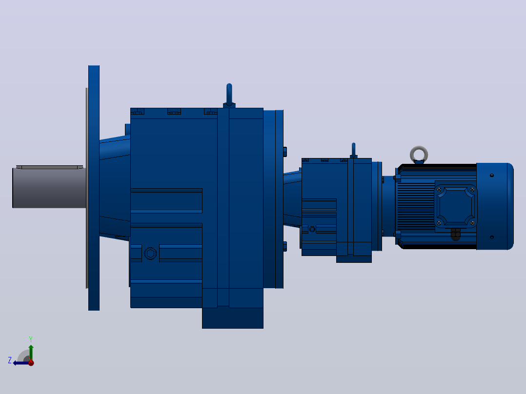 RF137R77法兰轴伸式组合型斜齿轮减速机RF137R77-Y1.1-4P-90S-M1-0°-Φ450右视图