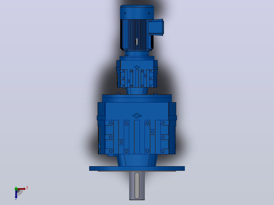 RF137R77法兰轴伸式组合型斜齿轮减速机RF137R77-Y1.1-4P-90S-M1-0°-Φ450俯视图