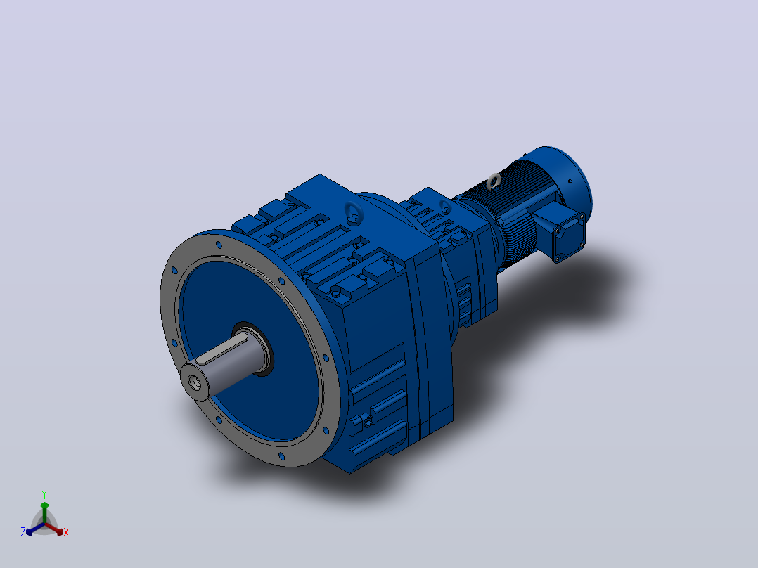 RF137R77法兰轴伸式组合型斜齿轮减速机RF137R77-Y1.1-4P-90S-M1-0°-Φ450正等轴测图