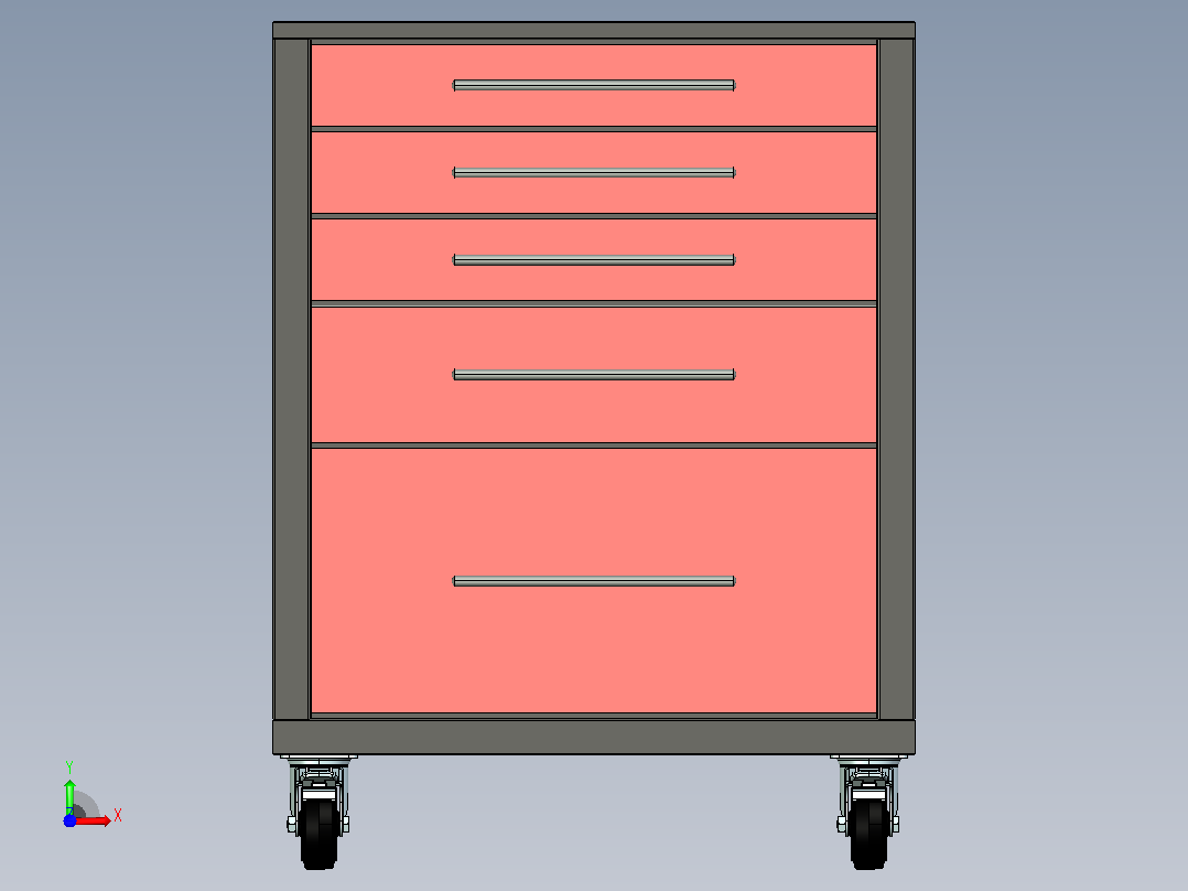 用于存放工具的工具车前视图