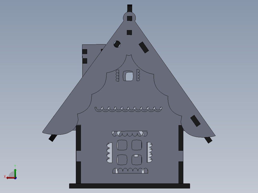 小木屋拼装模型3D图纸 Solidworks2018 附多种格式后视图