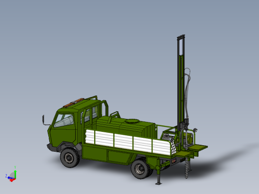 中型钻机卡车简易模型3D图纸 Solidworks设计