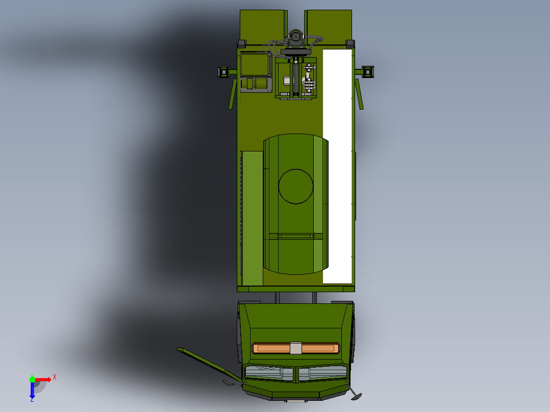 中型钻机卡车简易模型3D图纸 Solidworks设计俯视图