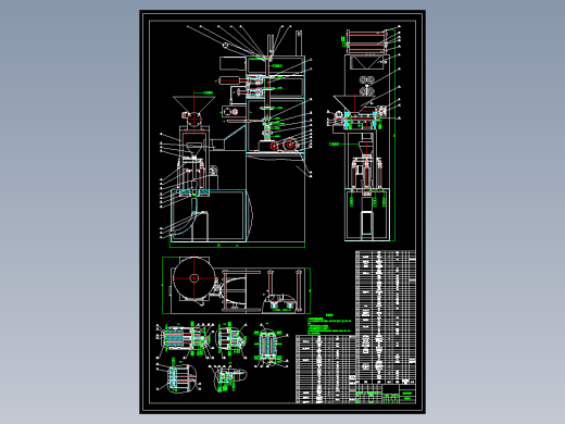 茶叶包装机cad装配图+传动零件cad图立式茶叶包装机CAD总装配图