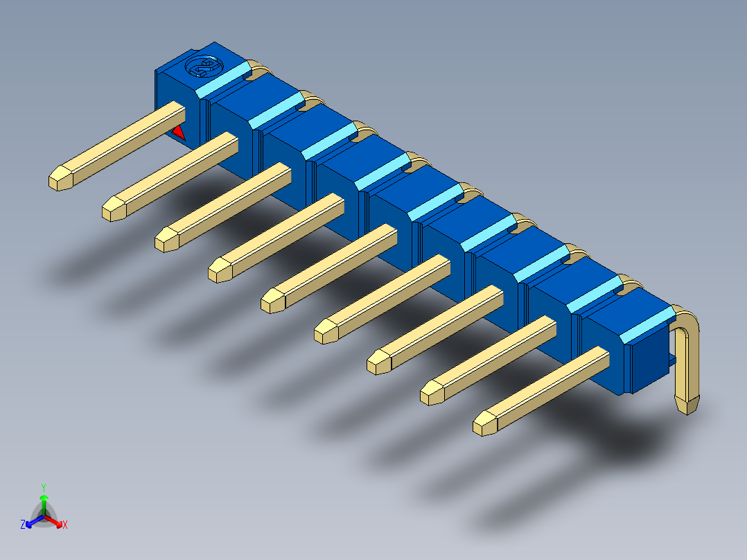 彩色公排针 100mil 2.54mm 系列-DS1022_blue_1x09p_100mil_TypeD_rev1.0主视图